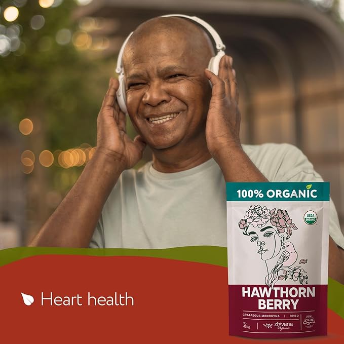 Organic Hawthorn Berry Tea (16 oz.) - Hawthorn Tea, Hawthorne Berries - High Blood Pressure, Heart Health Support, Relaxation