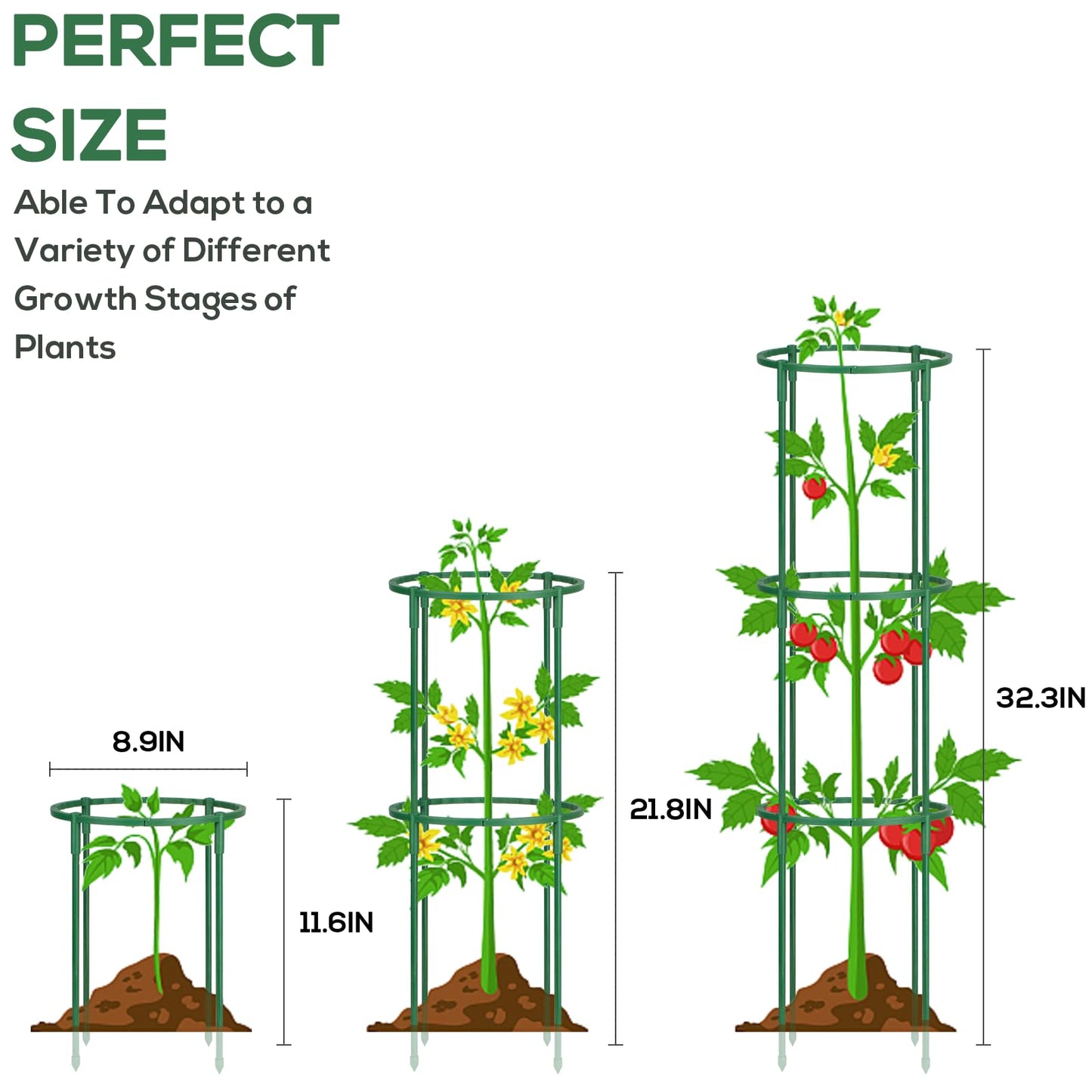 24 Pcs Plant Support Stakes, Half Round Plant Support for Indoor Plants, Stackable Garden Flower Support, Plant Stakes for Tomato, Monstera, Peony, Hydrangea Climbing Plants (6.2 "Wide X 11.6" High)