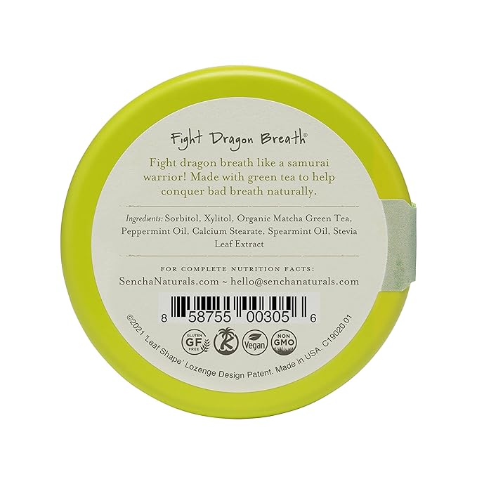 SEN CHA Naturals Green Tea Mints, Sugar-Free Breath Mints, Made With Organic Japanese Matcha Green Tea, Gluten-Free, Sugar-Free, Vegan & Keto-Friendly, Moroccan Mint, 1.2oz (1 Pack)