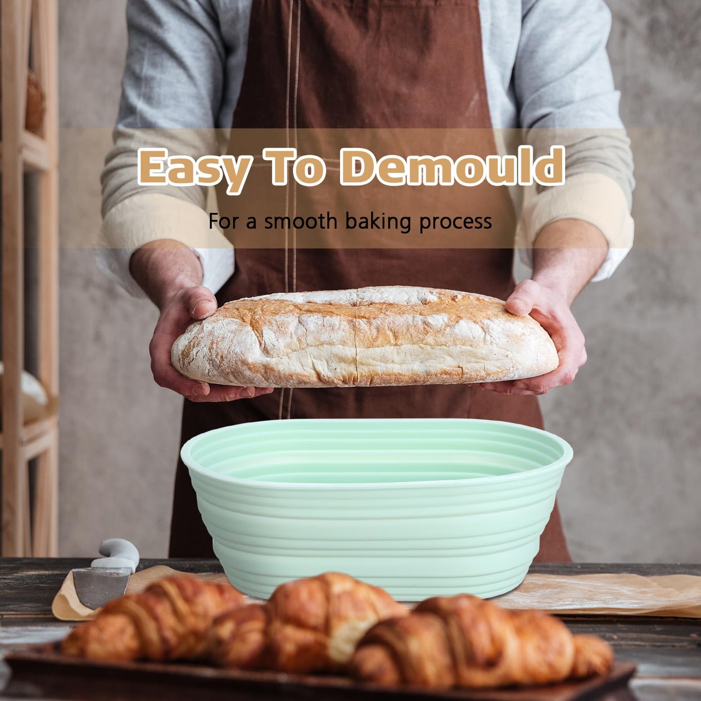 Honeydak 4 Pcs Silicone Bread Proofing Baskets Oval Banneton Basket 10" Collapsible Sourdough Bread Baking Supplies Non-stick Dough Proofing Bowls Container Oven Safe for Breads Making (Vibrant Color)