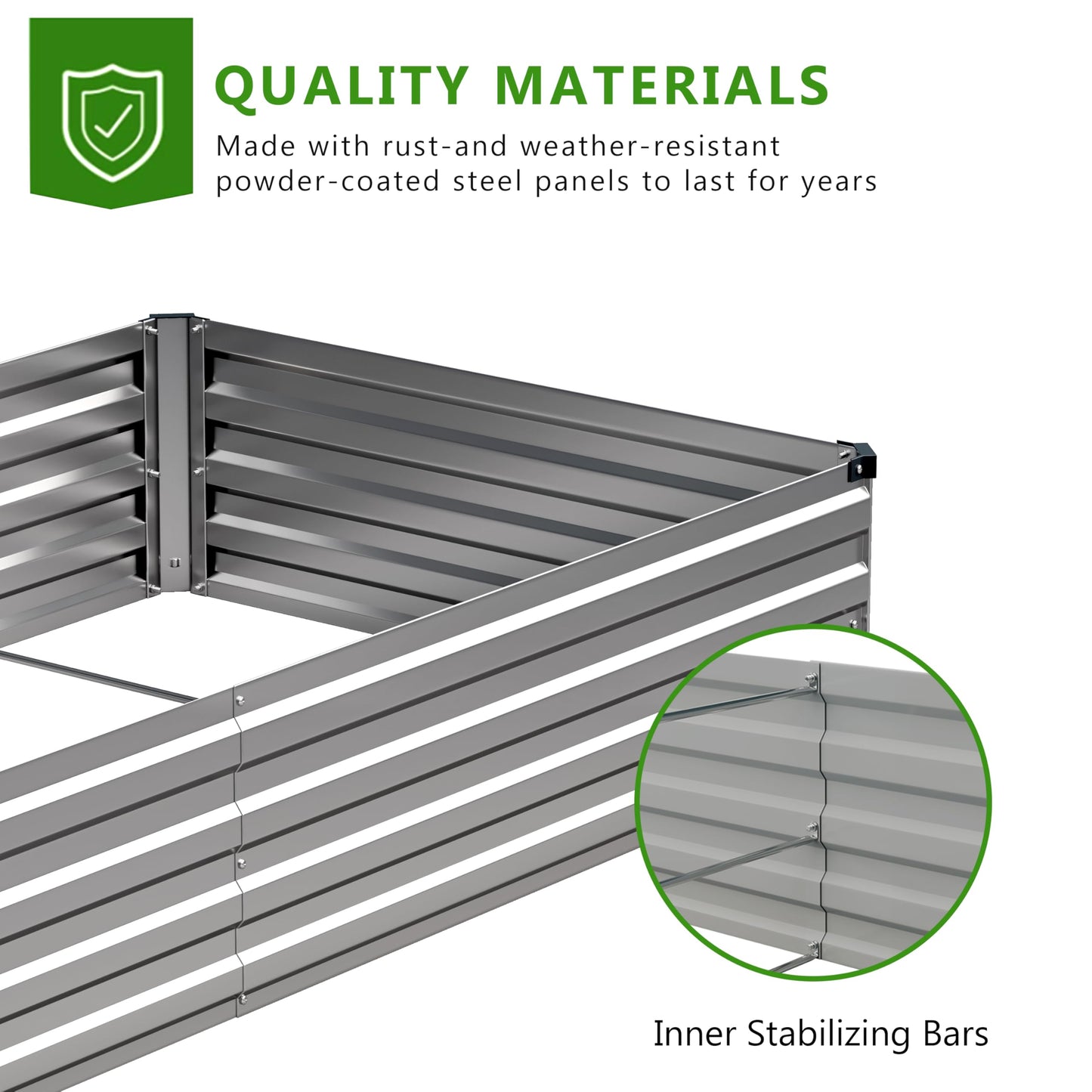 Easllre 2PCS 12x3x1ft Galvanized Raised Garden Bed,Outdoor Planter Box Metal Patio Kit Planting Bed for Vegetables Flowers Herb,Silver