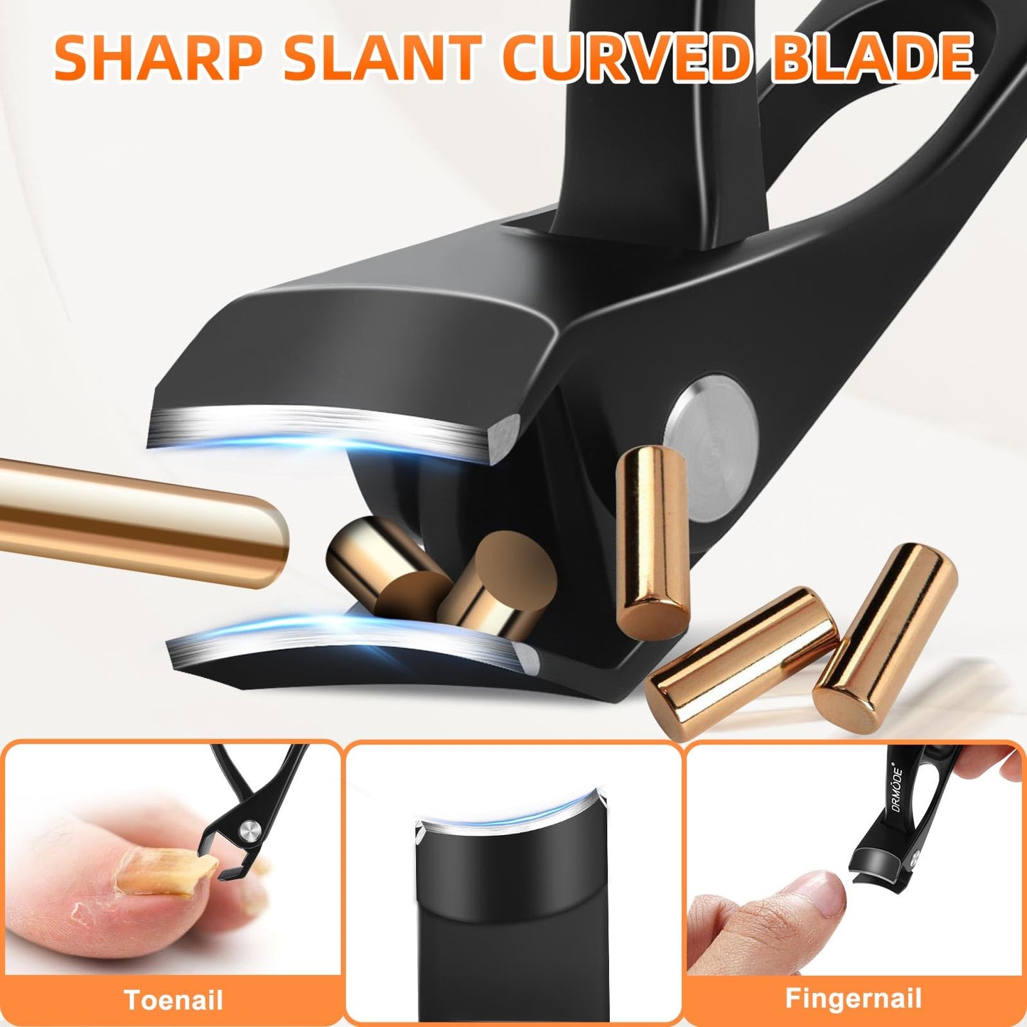 Ingrown Toenail Clippers, Edgy Nail Clipper for Thick Nails for Seniors, Slanted Nail Clippers for Men with Curved Blade, Heavy Duty Large Angled Fingernail Clipper with Wide Jaw