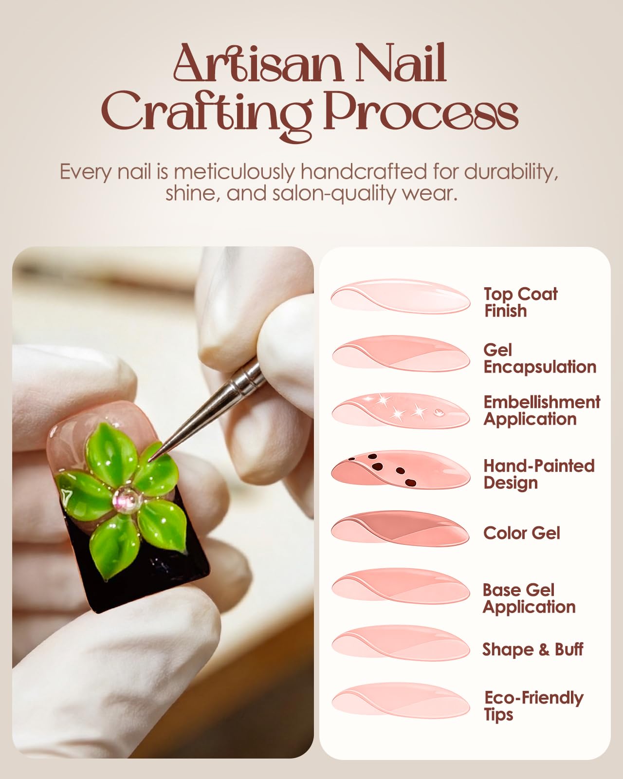 Buleens Handmade Press on Nails Acrylic Duck Nails-10pcs Short Edgy Neon Green Snake Flower 3D Fake Nails Kits with Glue