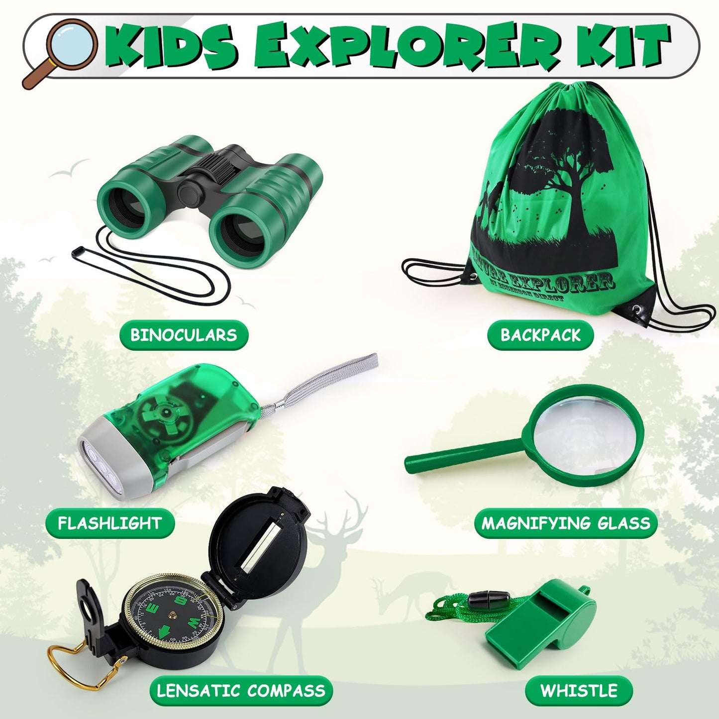ESSENSON Kids Explorer Kit - Adventure Kit for Kids, Outdoor Explorer Kit with Binoculars, Summer Outdoor Toys for Kids Ages 4-8