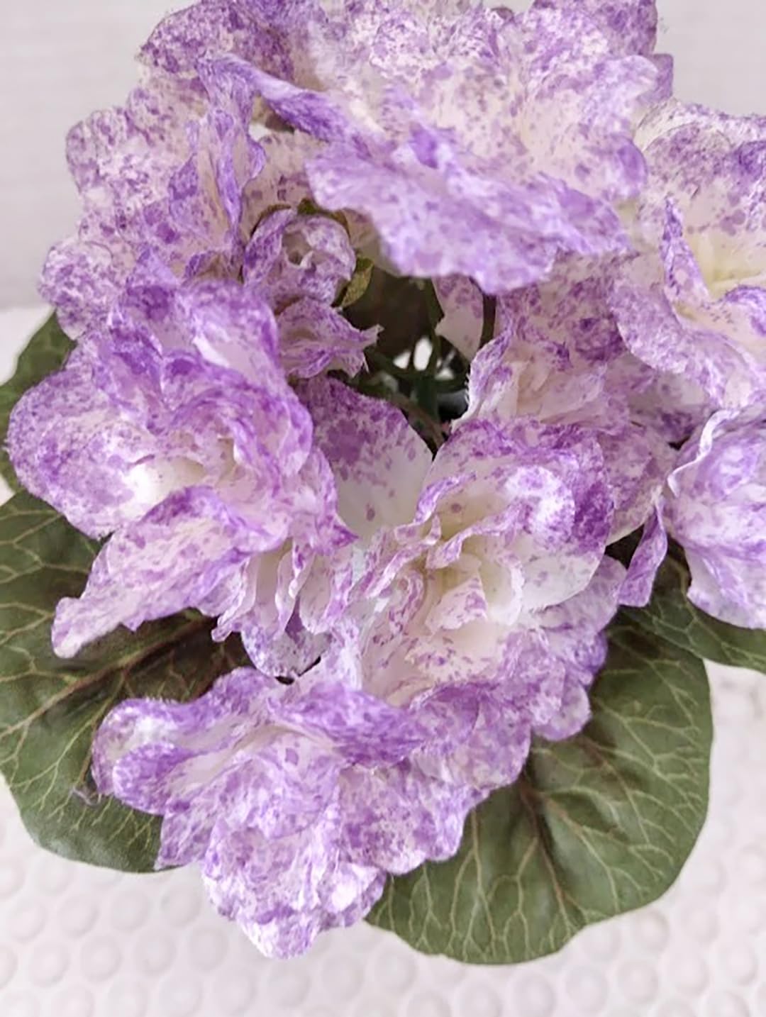 6" Purple Artificial Miniature African Violet – Faux Potted Flower with Ceramic Pot for Home Decor, Office Desk, Shelf Decoration & Small Space Accent