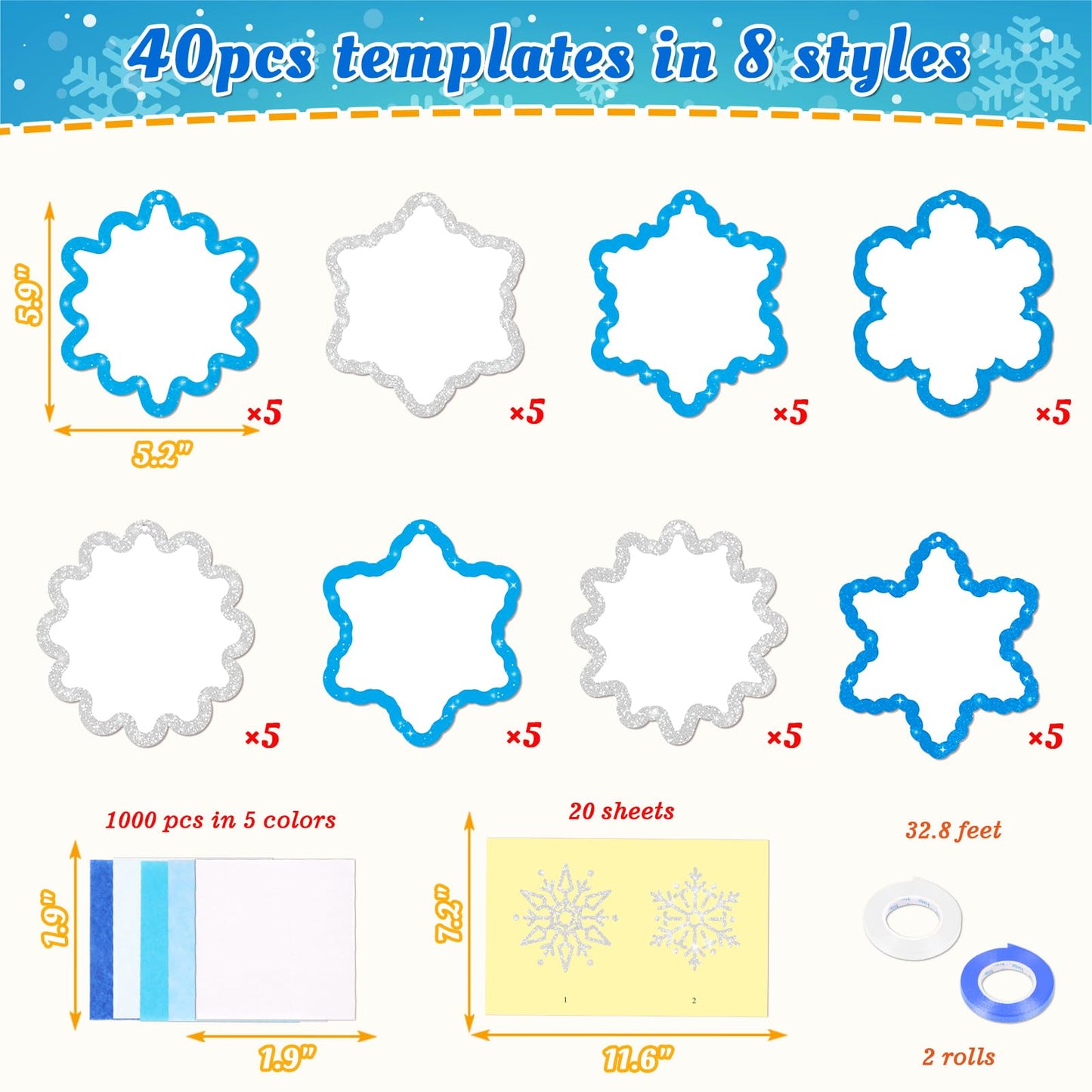 40pcs Christmas Crafts Bulk – Snowflake Paper Suncatcher DIY Kits for Winter Party, Holiday Ornaments, Classroom Decorations