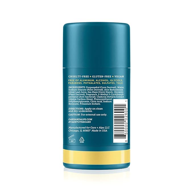Oars + Alps Aluminum Free Deodorant for Men and Women, Dermatologist Tested and Made with Clean Ingredients, Travel Size, California Coast, 2 Pack, 2.6 Oz Each