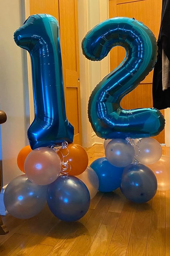 Metallic Blue Number 9 Balloon 40 Inch, 9th Birthday Party Decorations for Children, Giant 9 Foil Balloon for Party Supplies
