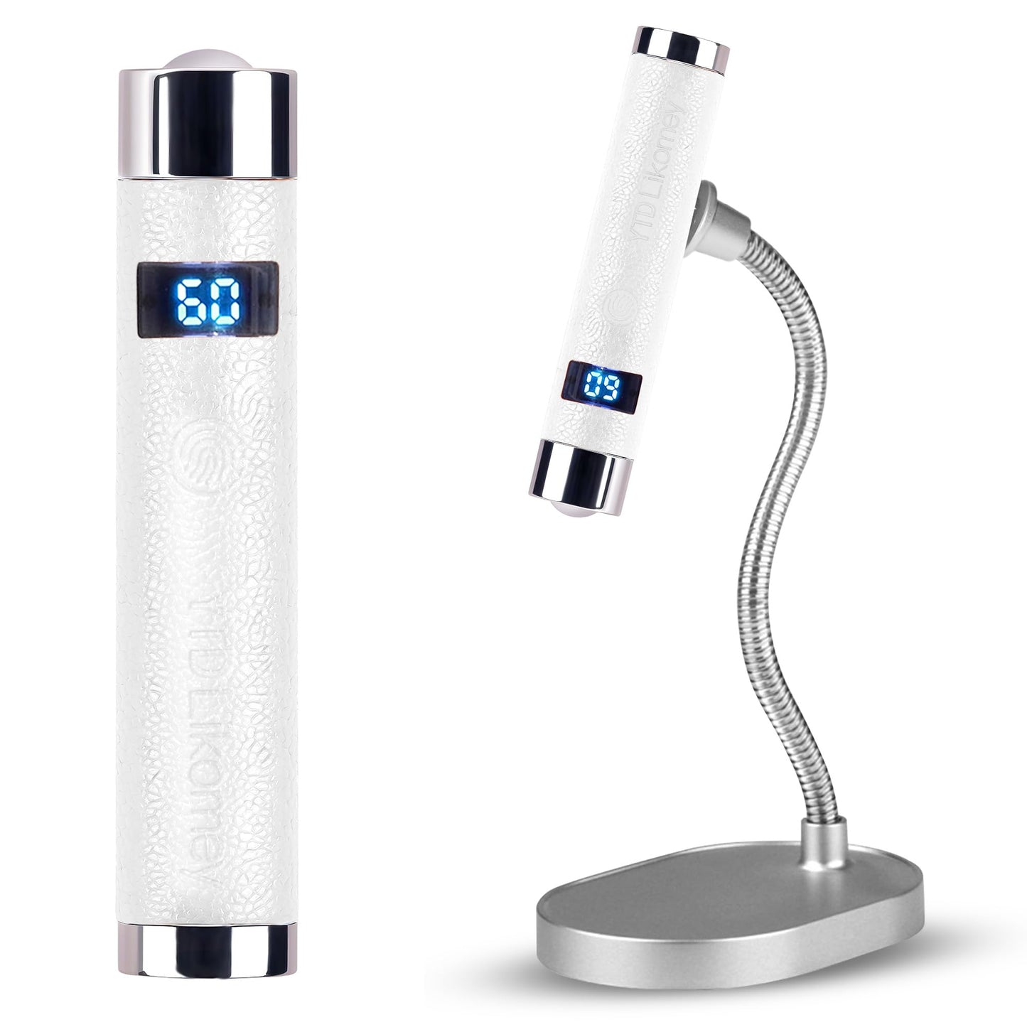 YTD Likomey Intelligent Sensor Handheld UV Light for Nail Gel with Magnetic Stand,Mini Portable Cordless Rechargeable Leather Nail Lamp with LCD Display,Fast Curing for UV Glue Builder Gel-G1 White