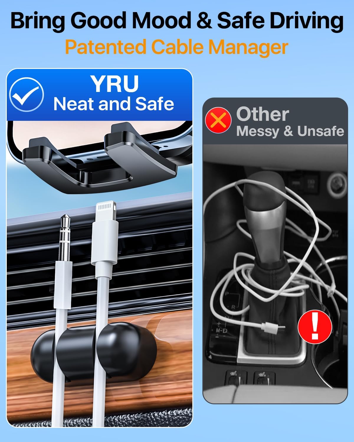 YRU Car Phone Holder [2025 Upgraded Metal Hook Clip], Phone Holders for Your Car [No Fear of Bumps] Air Vent Phone Mount Widely Compatible with iPhone16 15 14 13 Samsung Android Smartphones (Sapphire)