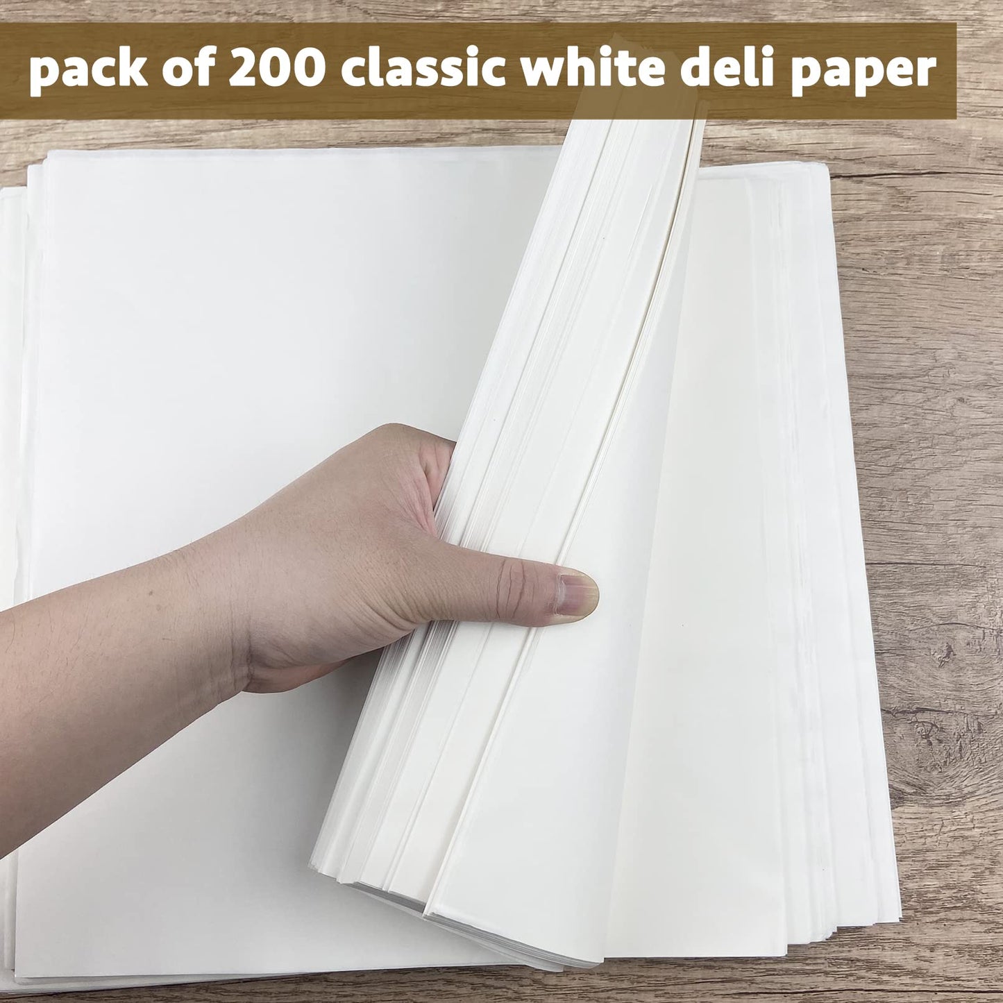 CAMKYDE Deli Paper Sheets 12" X 12" 200PK, Grease Proof Sandwich Wrapping Paper (White)