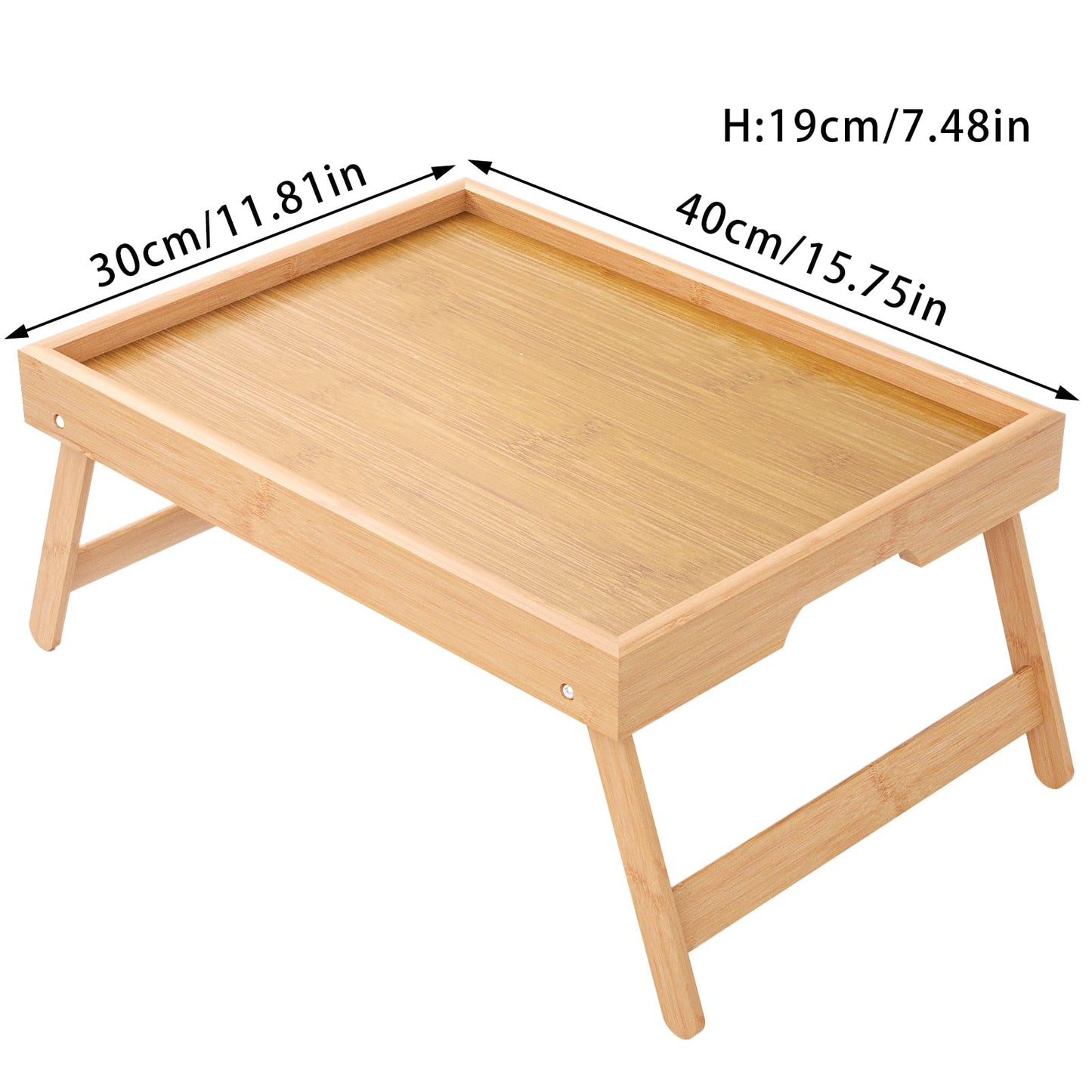 Bamboo Bed Tray Table with Foldable Legs Breakfast Tray, Lightweight Laptop Desk for Eating, Reading, Working in Bed or Sofa – Portable Lap Desk with Handles, Perfect for Home - Natural