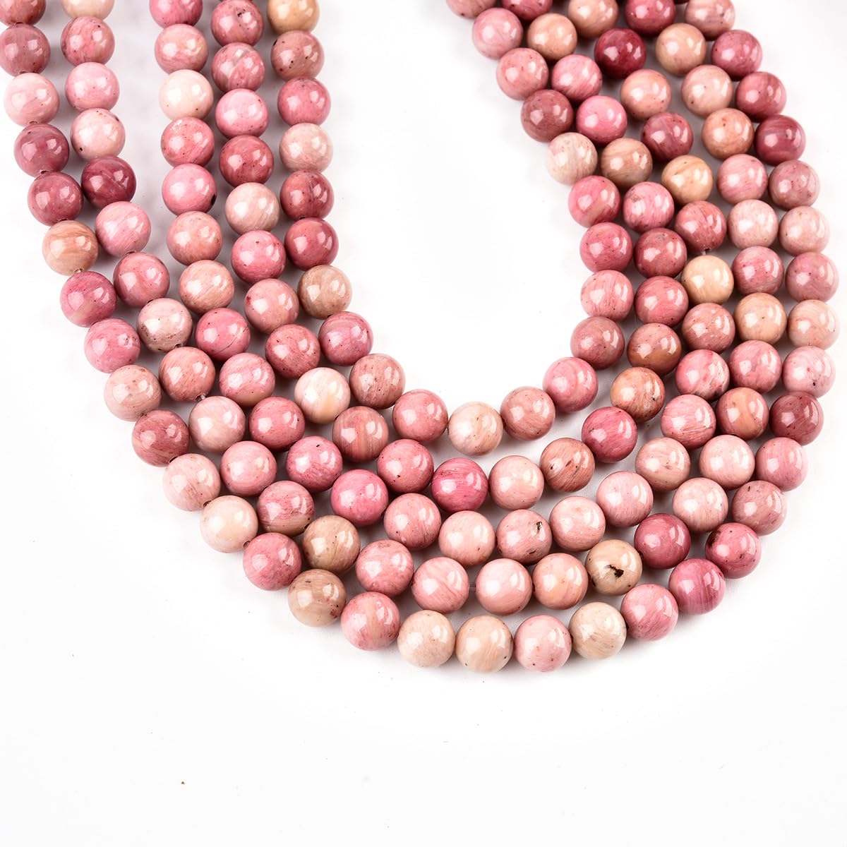 LIFAVOVY Genuine Rhodochrosite Beads for Jewelry Making Gemstone Semi Precious Stone Round 6mm Strand 15in(60-65pcs)