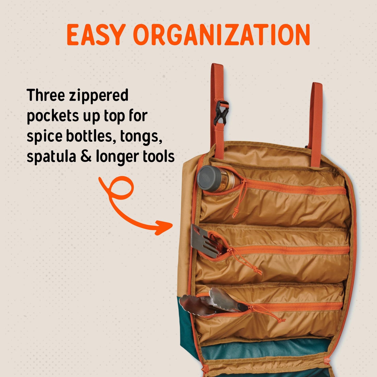 Kelty Camp Galley – Camp Kitchen Organization Kit, Pockets, Compartments for Outdoor Cooking Essentials, Plastic, DULL GOLD/DEEP TEAL