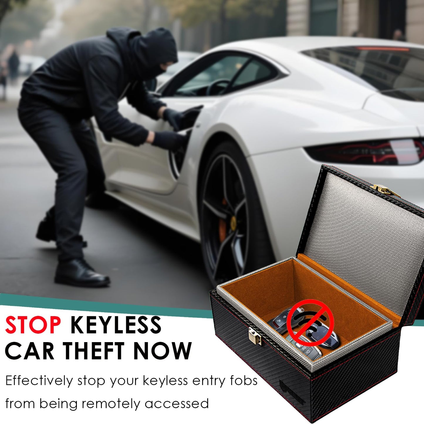 OMKHE Faraday Box for Car Keys – RFID Signal Blocker, Key Fob Protector, Anti-Theft Keyless Entry Protector with Faraday Pouch