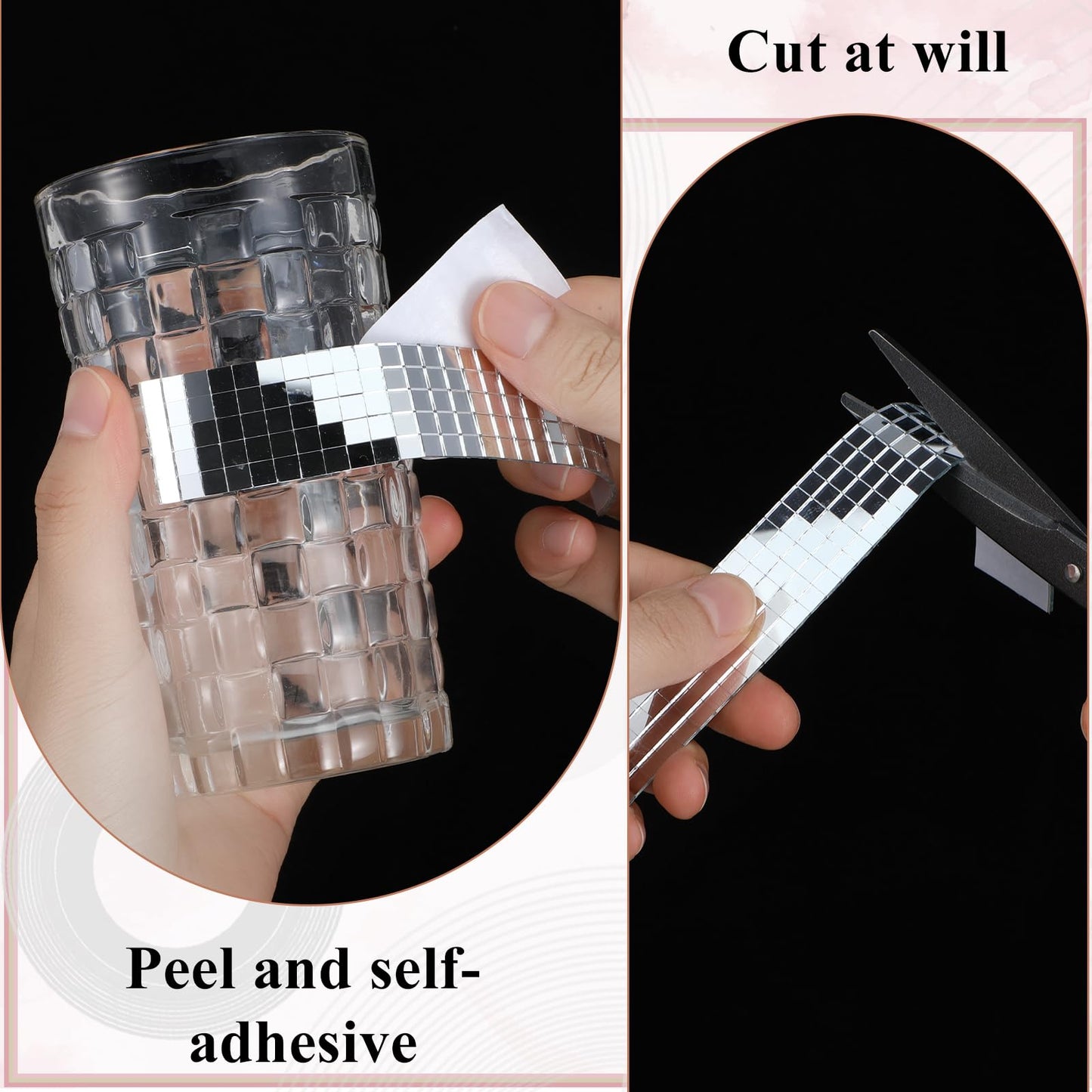 10000 Pcs Disco Ball Mirror Tiles Self Adhesive 5 x 5 mm Small Square Mirror Mosaic Tiles Disco Ball Tapes Stickers for Crafts DIY Party Decoration