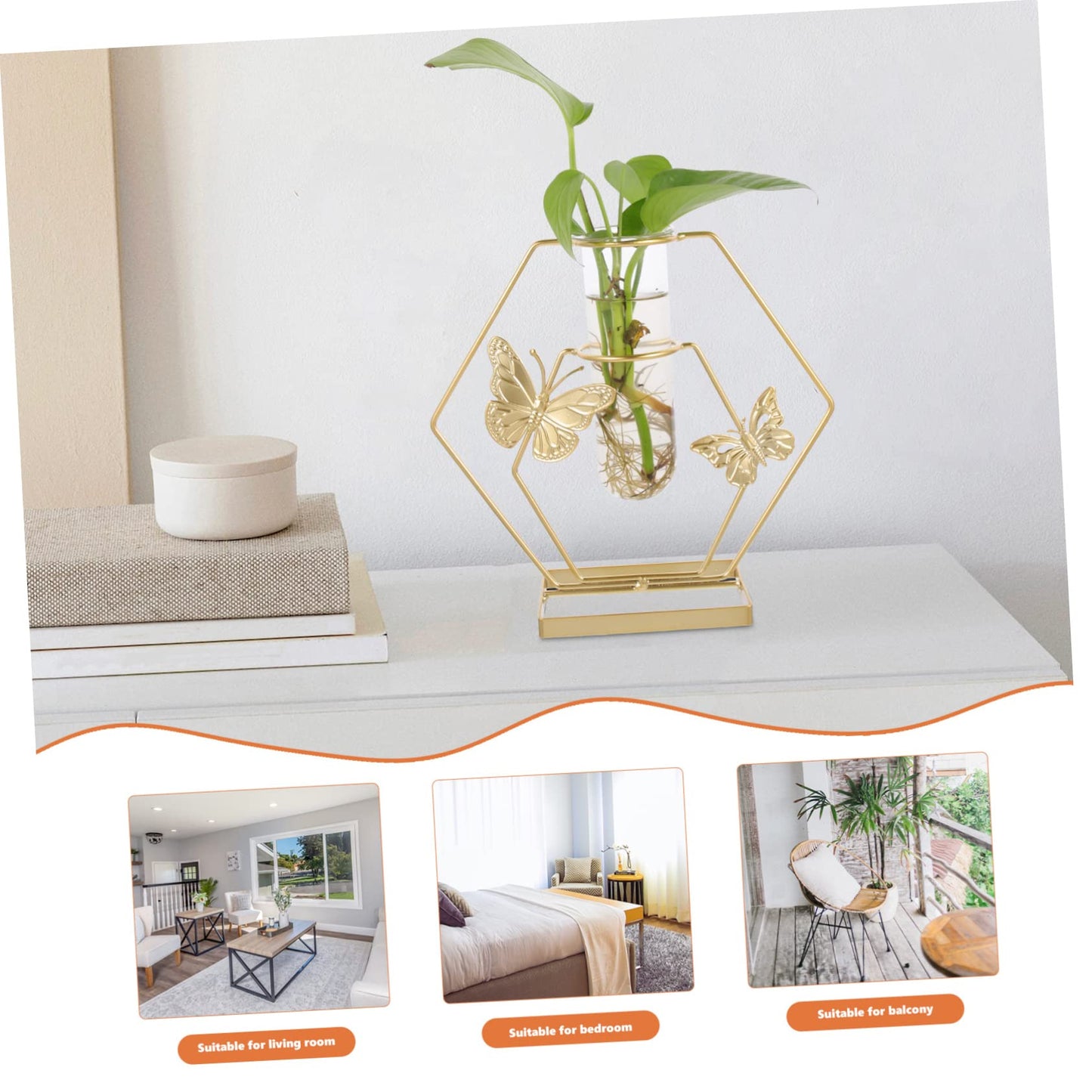 Zerodeko Hydroponic Plant Vase Hexagonal Glass Terrarium with Lightweight Floral Holder for Wedding Centerpieces Home Office Desktop Decoration