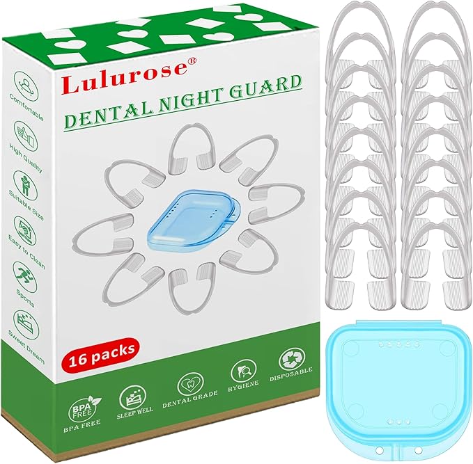 Mouth Guard Teeth Nighttime Protection 16 Count Mouth Guard for Grinding & Clenching Teeth with Hygiene Case | BPA Free Ready to Wear, Sleep Well, Disposable, One Size Fits All