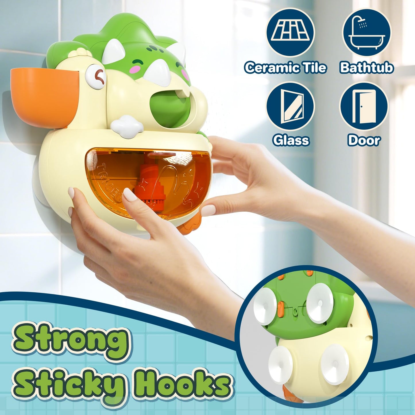 Lehoo Castle Bath Bubble Machine, Light Up Musical Bubble Bath Toys for Toddlers 1-3 Automatic Bubble Maker for Bathtub Dinosaur Toys for Bath