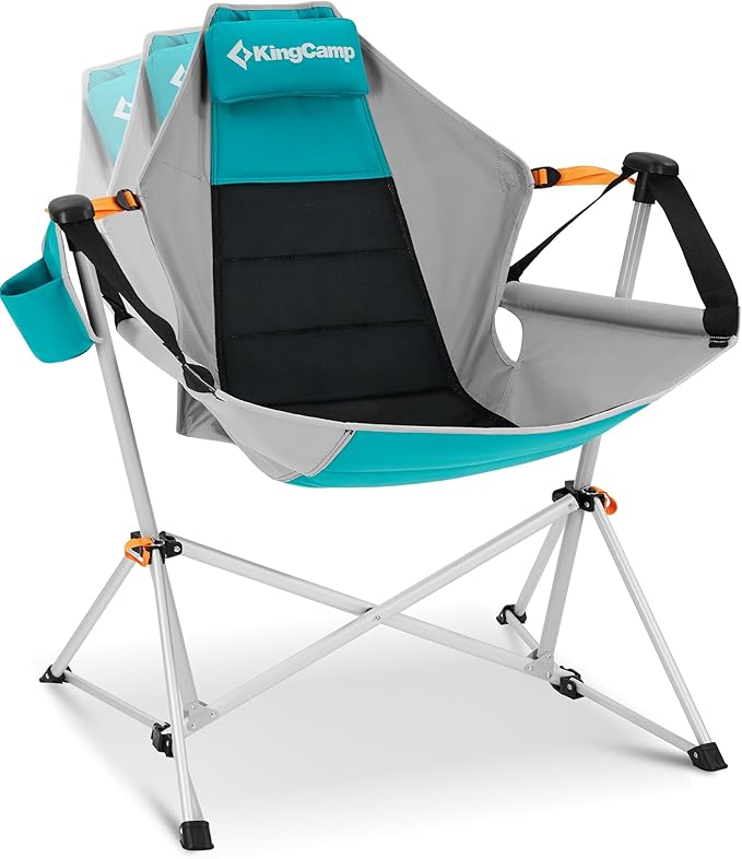 KingCamp Hammock Camping Chair, Swinging Portable Folding Camp Chairs for Adults Max 400lbs Heavy Duty Foldable Oversized Rocker with Aluminum Alloy Frame Cup Holder for Outdoor Beach Patio Sport