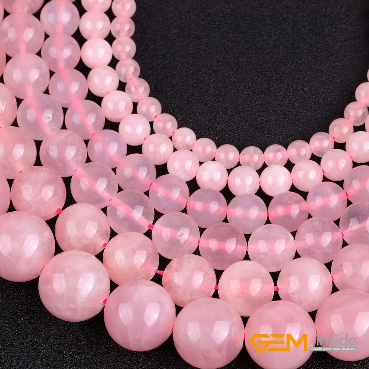 GEM-Inside Natural Genuine 8mm Round Rose Quartz Beads for Jewelry Making Loose Gemstone Beads Strand 15"