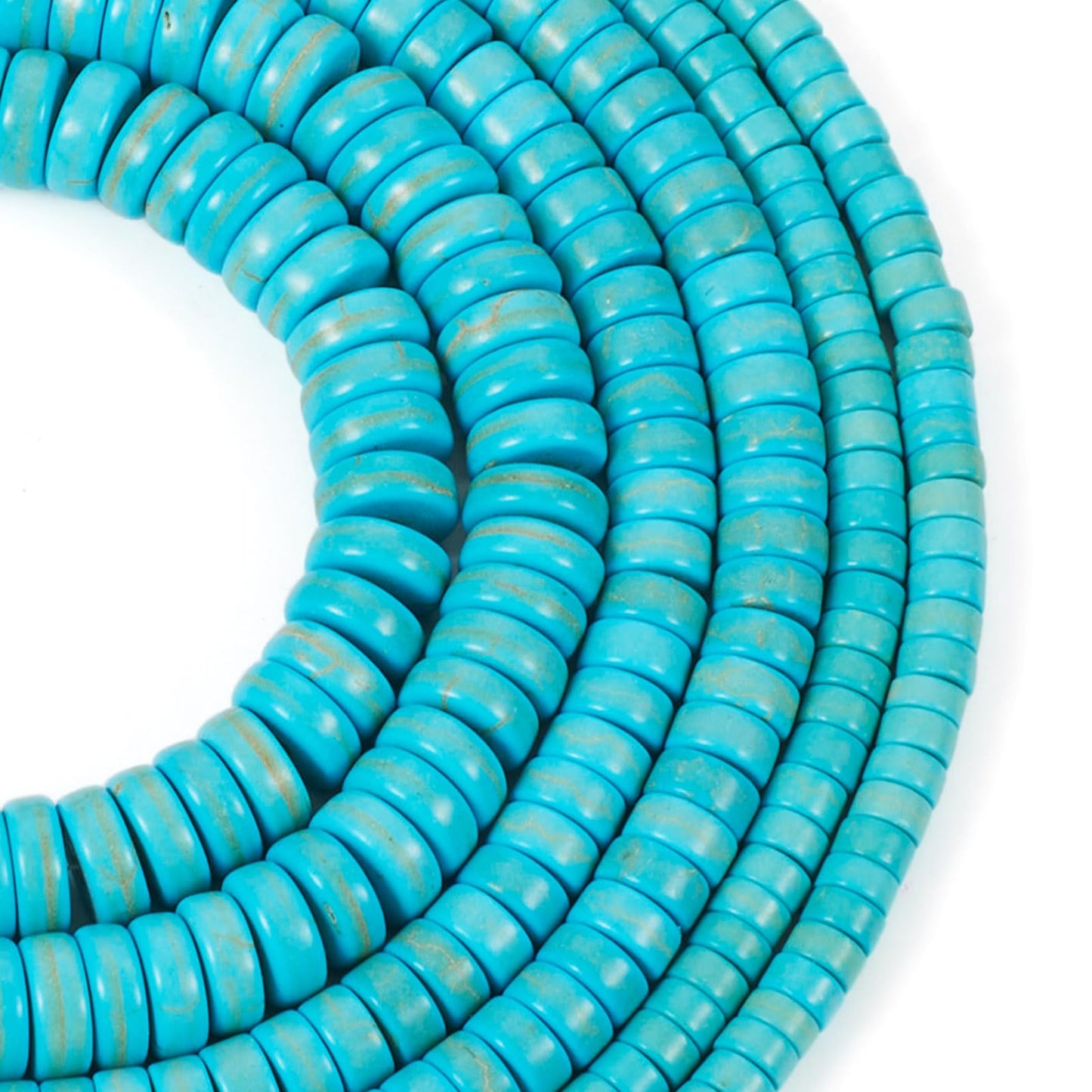 900Pcs Natural Blue Turquoise Beads Turquoise Heishi Disc Beads 4.5/6/8mm Flat Round Gemstone Bead for Women Bohemian Earring Bracelet Jewelry Making