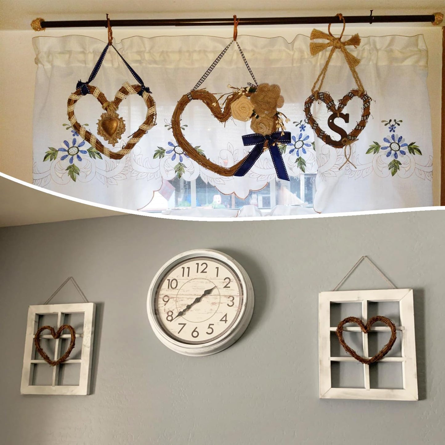 KUKLIPJIM 8 Pcs 10 Inch Heart Shaped Natural Grapevine Wreath Set, Hand-Woven Vine Branch Wreaths for DIY Crafts, Christmas Decorations, Home & Event Styling