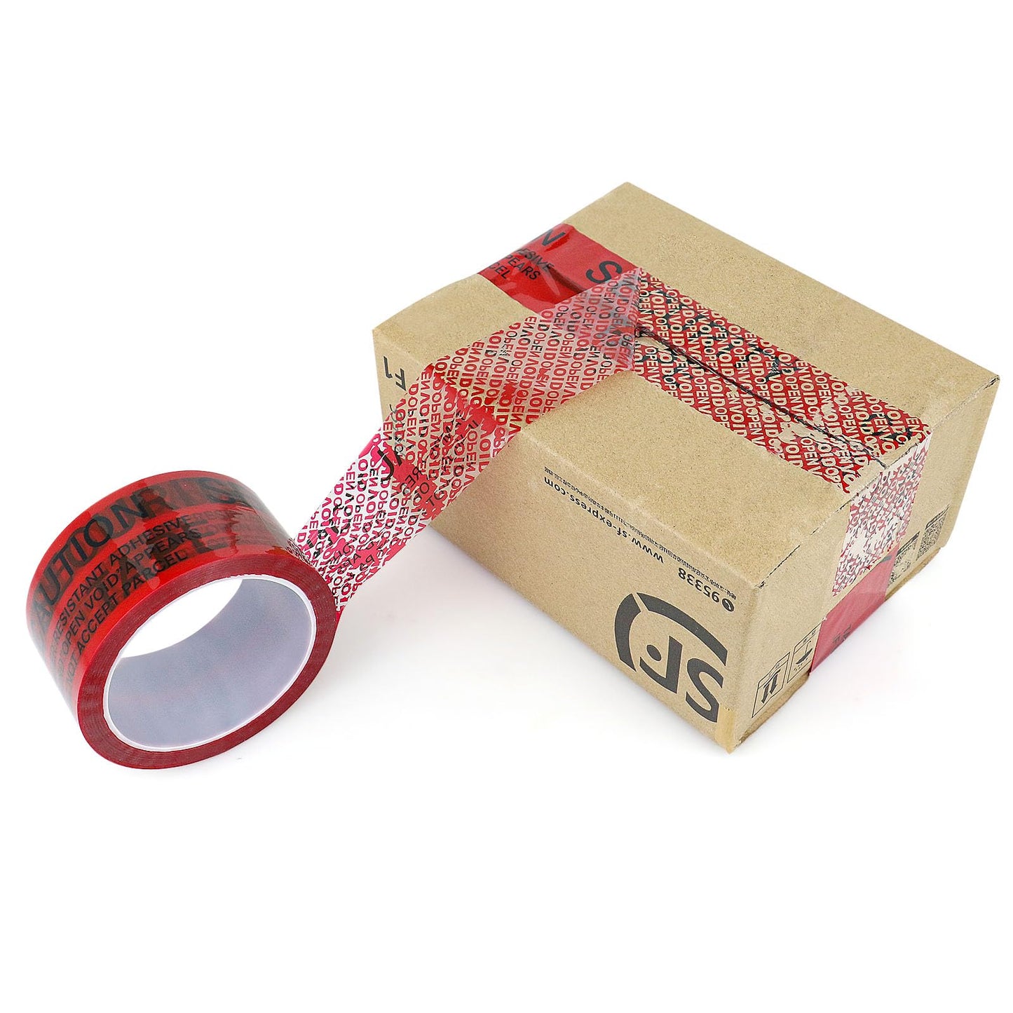 BOMEI PACK Transfer Tamper Evident Security Tape,Tamper Proof Packing Tape,Transfer Tamper Resistant Void Tapes Red for Evidence Box, Envelope, Shipment (2 Inch x 55 Yards)