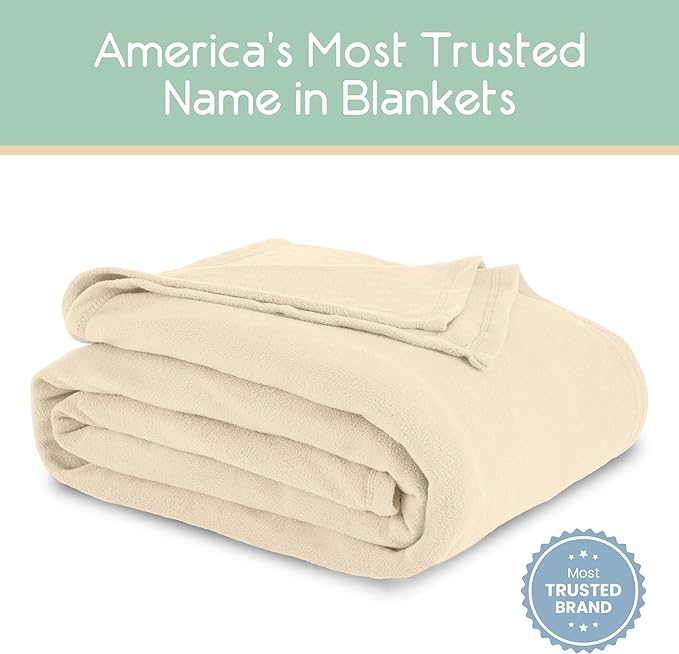 Twin Size Microfleece Blanket | Fleece Bed Blanket | All-Season Comfort| Supersoft Lightweight Throw Blanket | Plush Throw Blanket for Bed Couch or Sofa | Travel Blanket | Pet-Friendly | Ivory