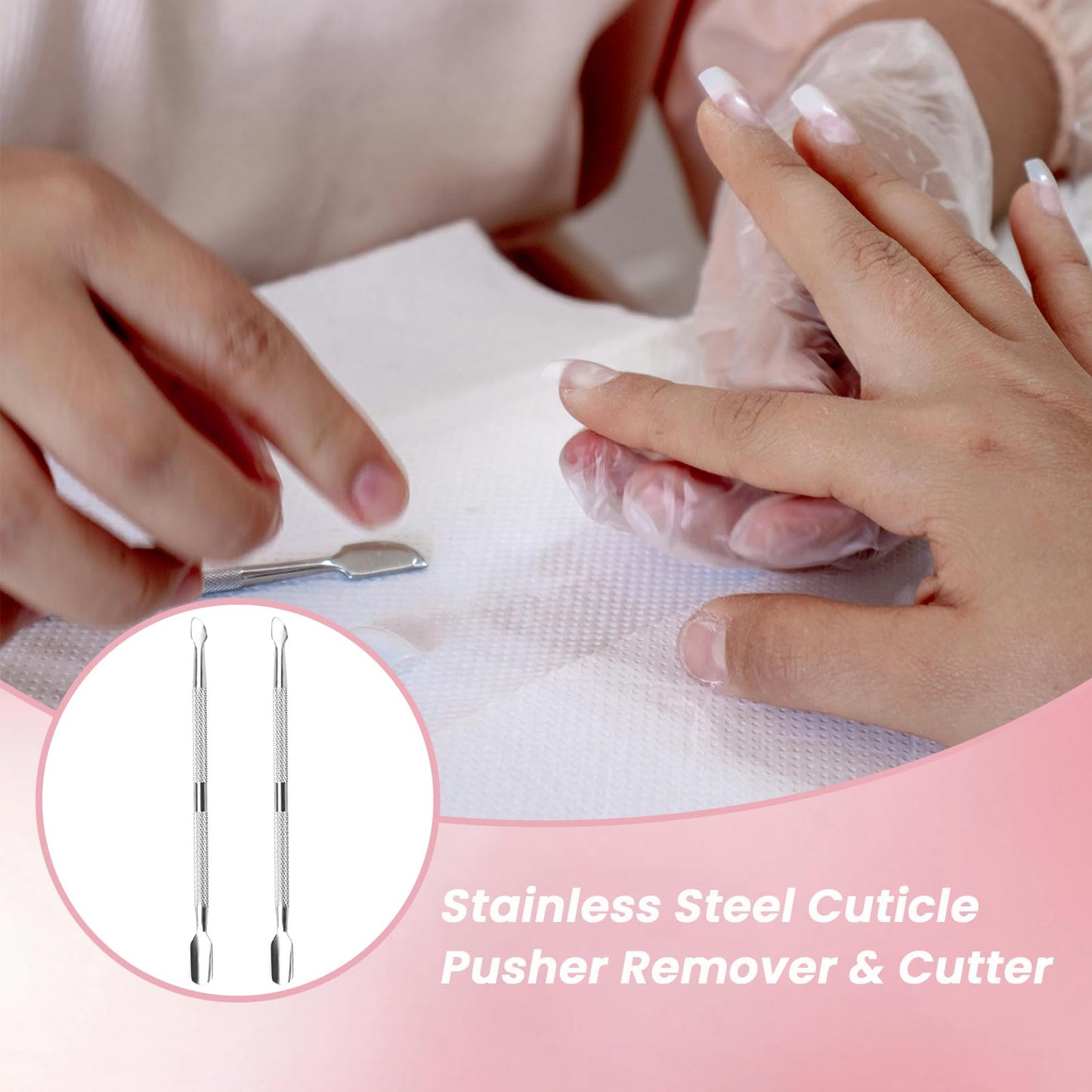 15 Pcs Stainless Steel Cuticle Pusher Remover and Cutter, Metal Cuticle Pusher, Double Sided Manicure Pedicure Nail Tool for Fingernails and Toenails