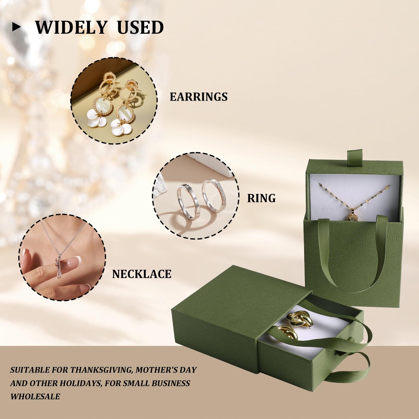40 pcs paper boxes 9 x 9 x 3.5 cm, green luxury gift storage, jewelry gift storage box for earrings necklaces bracelets rings