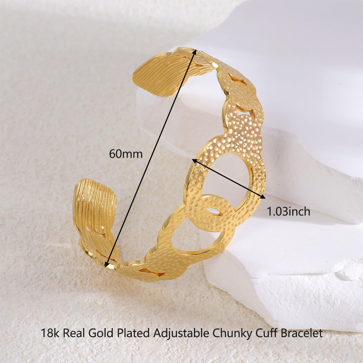 TaYolnFaSo Cuff Bracelet for Women Adjustable Chunky Wide Bracelet Gold Cuff Open Bangle Wrap Jewelry Gift for Women