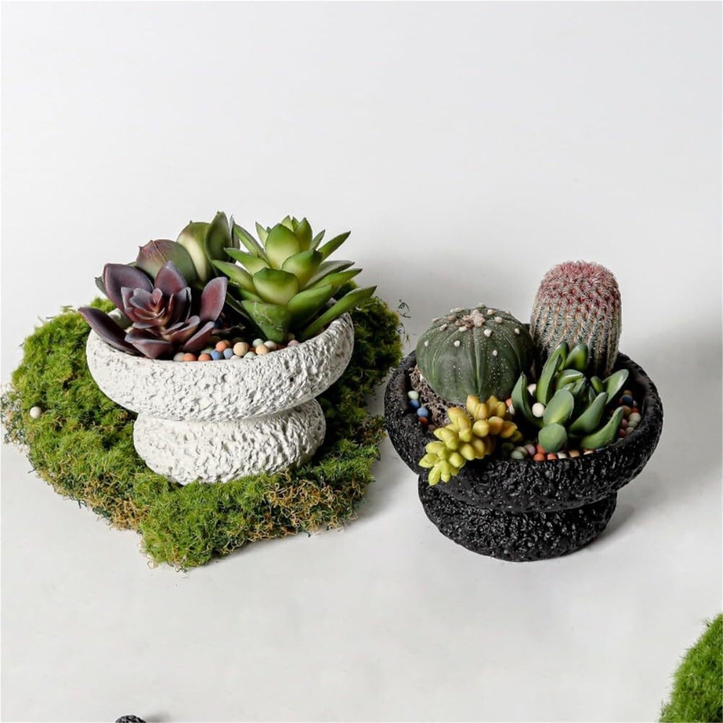 FXLTHIYBO Sleek Cement Creative Meteorite Pattern Flower Pot Planter Plants Flowers Bonsai Decoration for Indoor use(Black,Large)