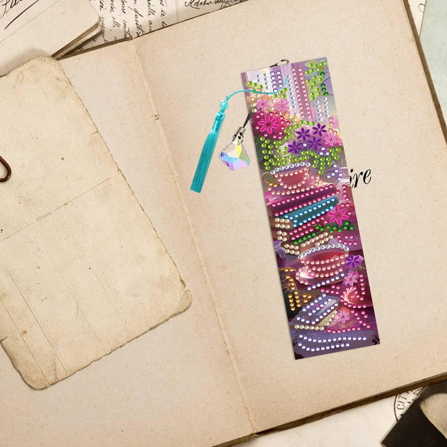 FREEBLOSS 8 Set Diamond Art Kits Bookmarks Flower Library Pattern Diamond Painting Bookmark DIY Book Makers Kits Arts and Crafts for Gift Book Lovers 2.3x7.7