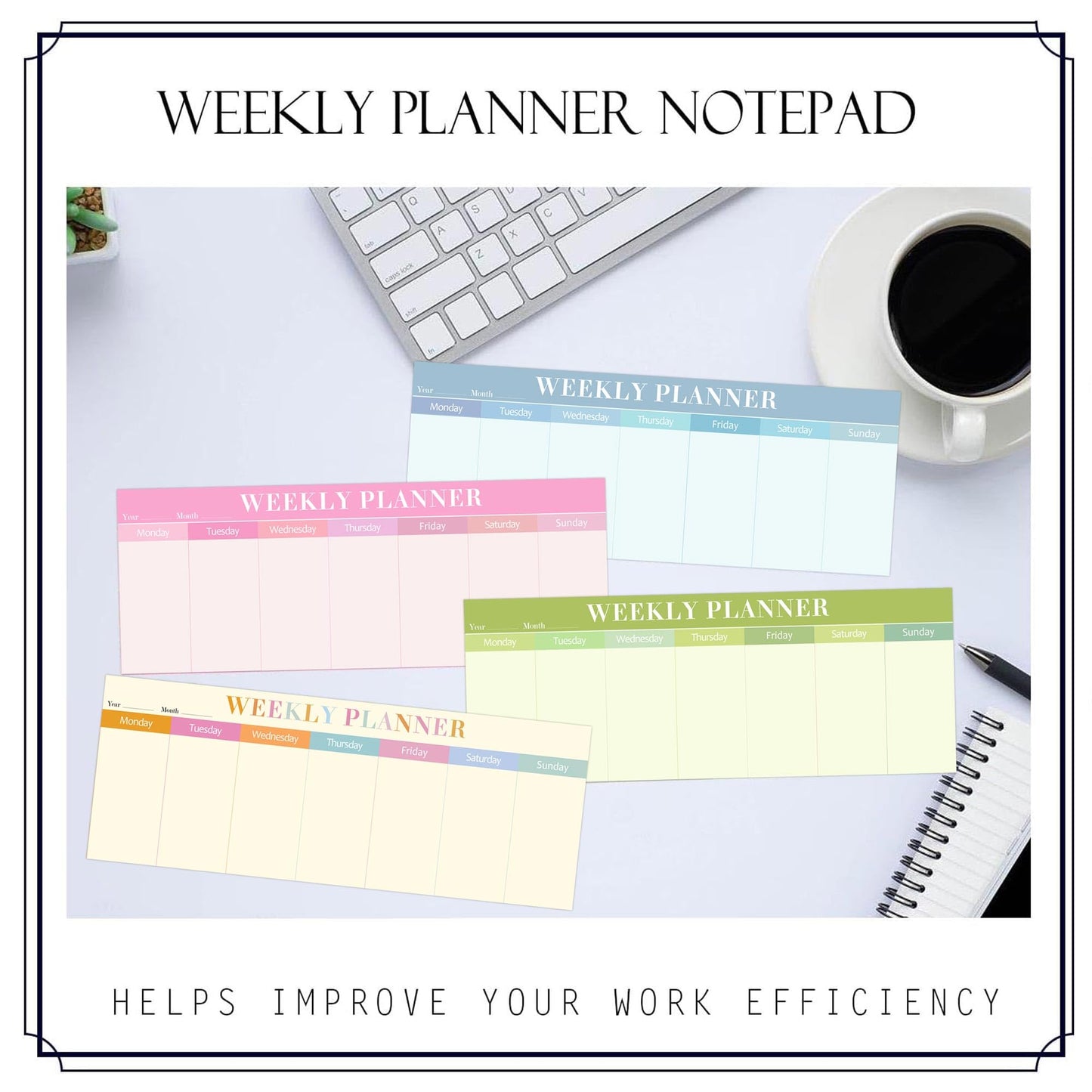 120 Sheets Weekly Planner Notepad Weekly Calendar Pad 3.8x10 Inch-Colorful Weekly to Do List Notepad Desk Schedule for Student Planner