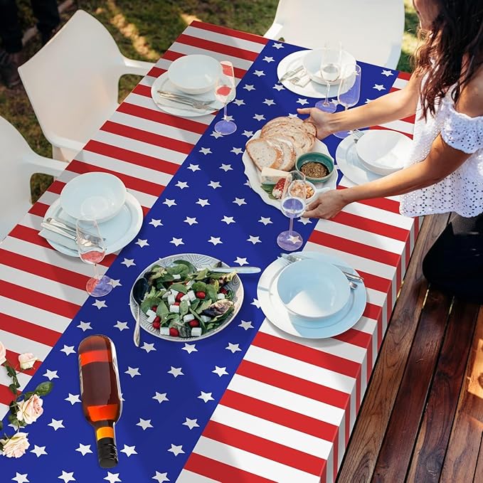 Patriotic American Flag Tablecloths, 2-Pack