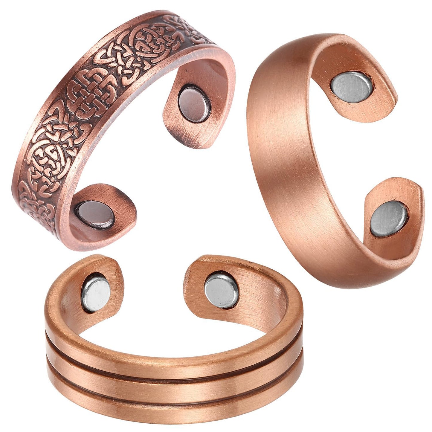 BioMag 3Pcs Lymphatic Drainage Copper Ring for Men Women, 99.99% Pure Copper Magnetic Rings, Jewelry Box