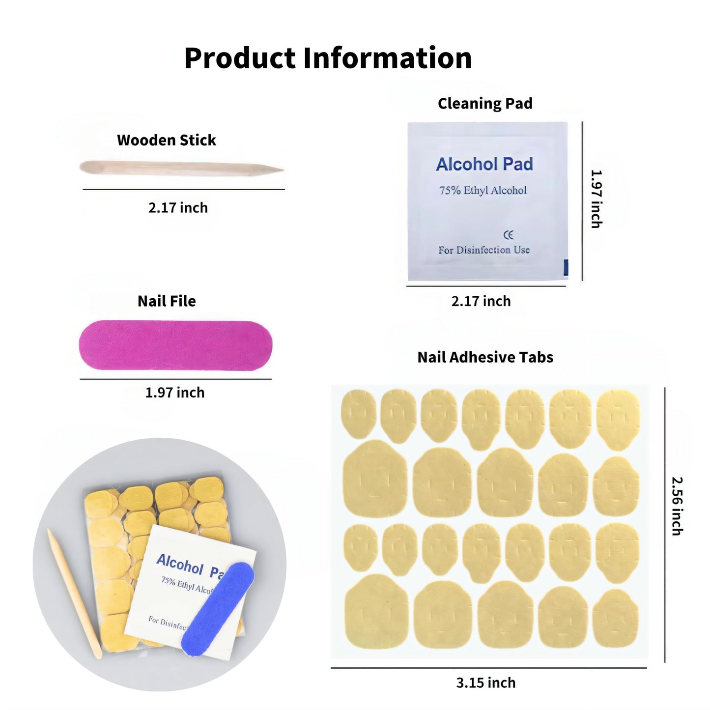 Fiaoudm Ultra-Slim Nail Adhesive Tabs – Jelly Double Sided Waterproof Gel Sticker Pads with Tool Set, Seamless & Strong Hold for Press On Nails, Fake Tips & Manicures, 24 Sizes Extra-Strong Kraft(15)