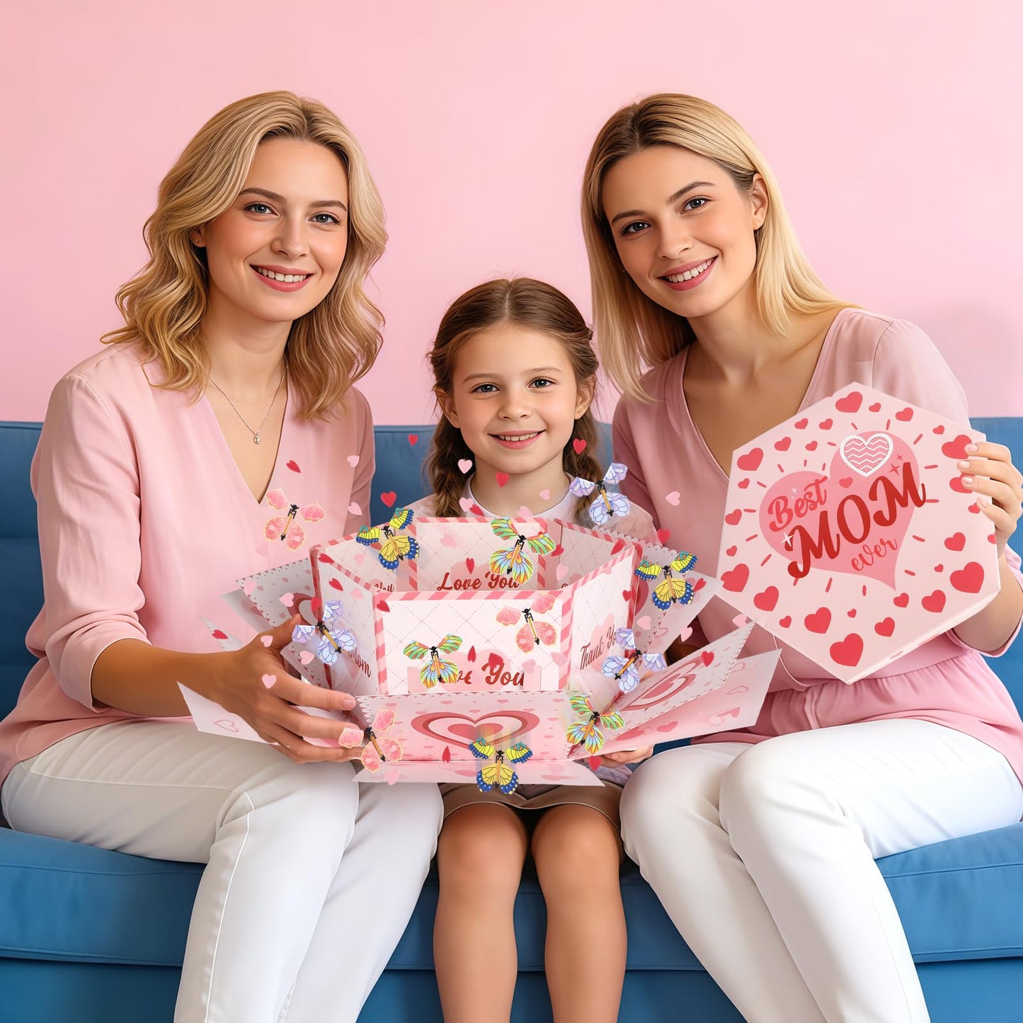 Sereliy Flying Butterfly Surprise Gift Box, Mother’s Day Explosion Box with 12pcs Flying Butterflies & Confetti, Large DIY Explosion Gift for Mothers Birthday