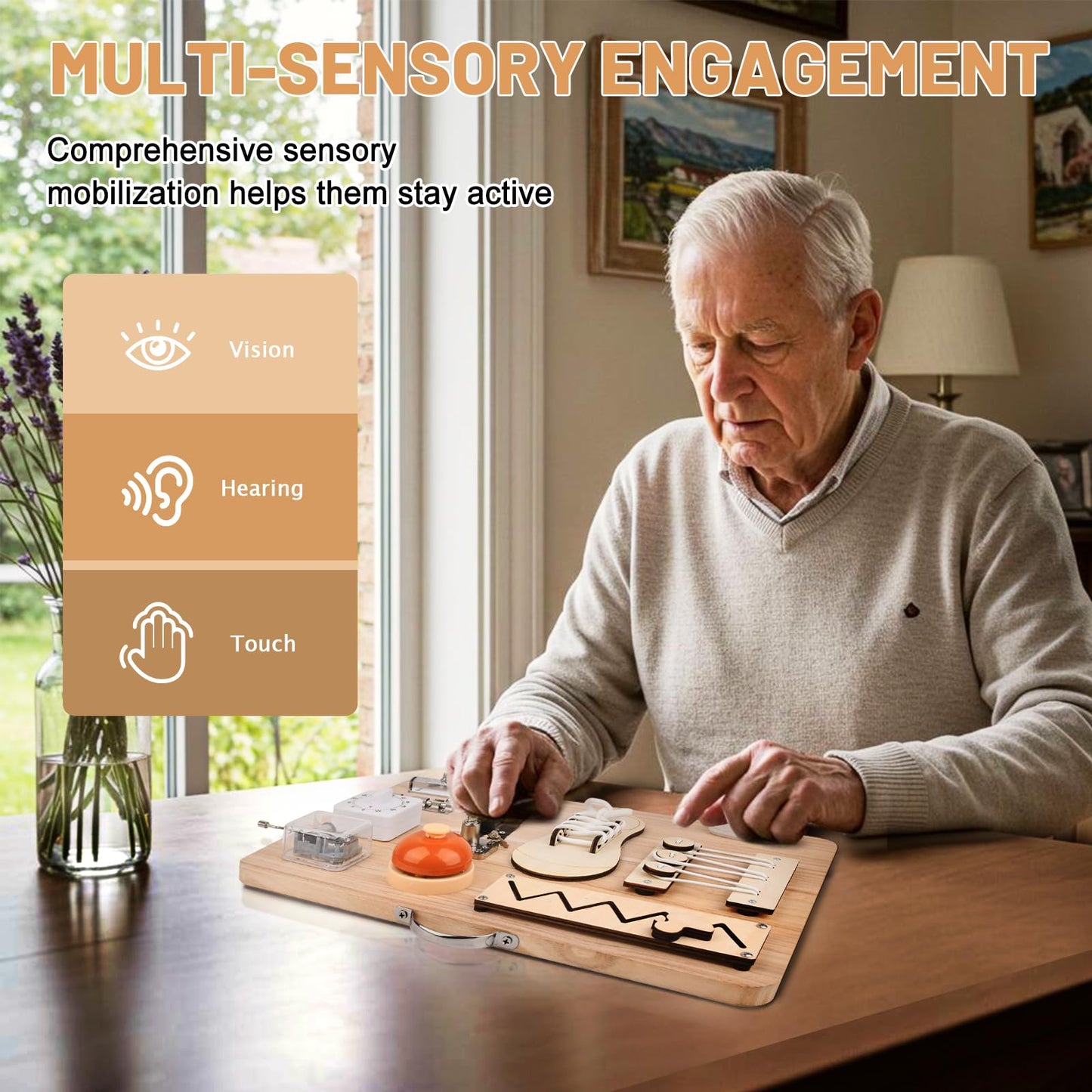Fi/dg/et B/oa/rd for Seniors to Enhance Life Skills, Assistive Product for Home Use