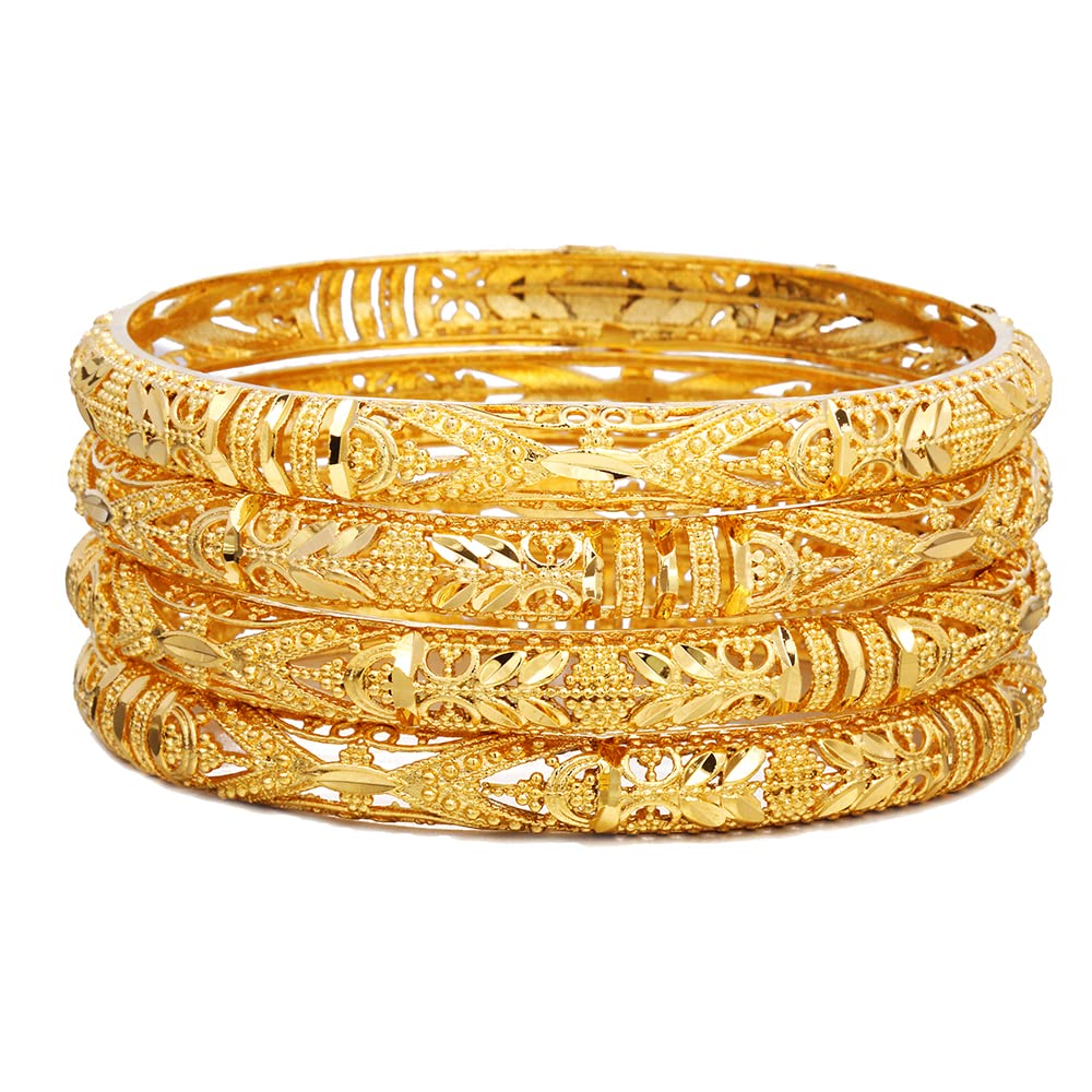 Ethlyn Large Sized Women Bracelets 2.7inch 18K Gold Plated Big Fixed Size Bangles&Bracelet Gifts for women(4pcs)