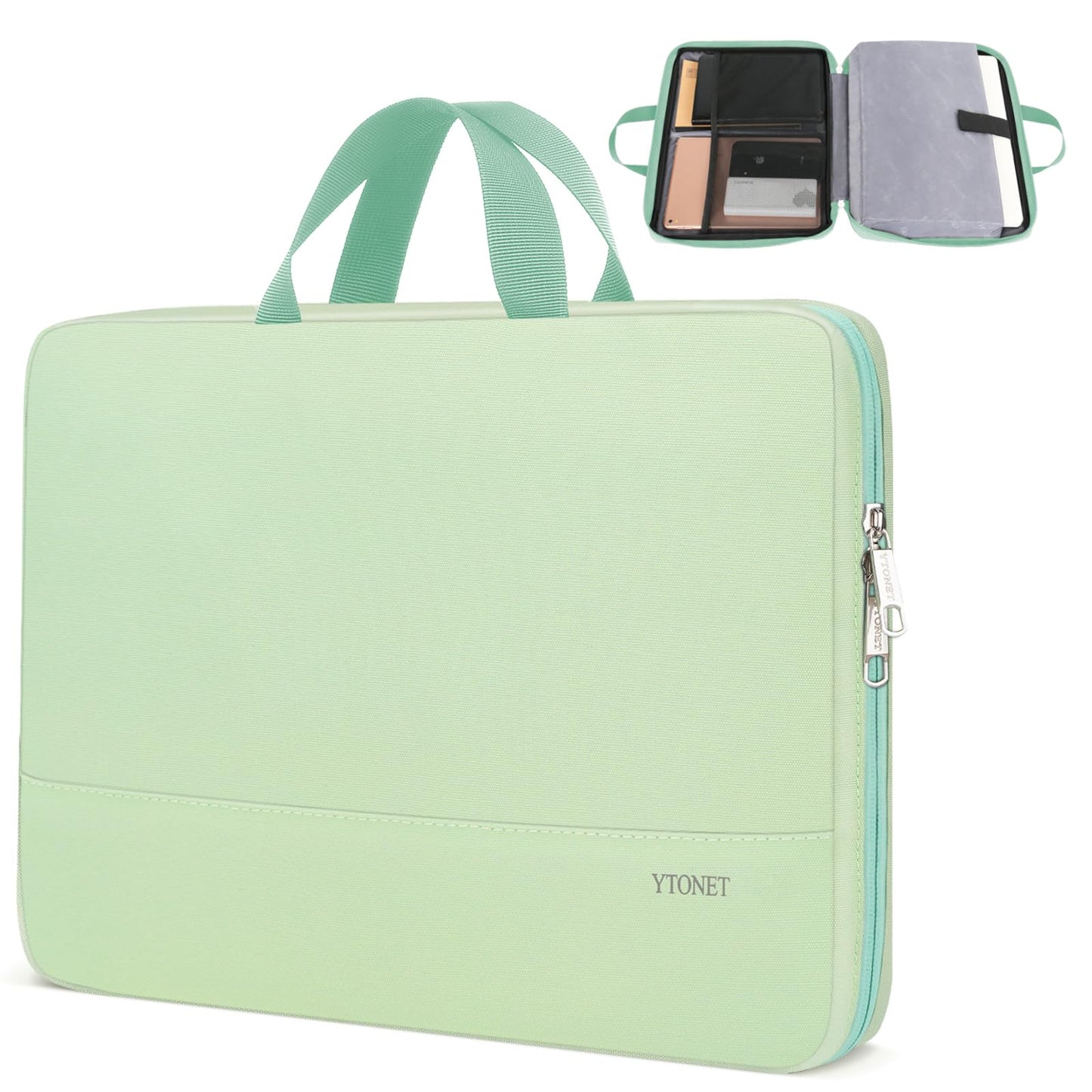 Ytonet Laptop Case, 15.6 inch Laptop Sleeve with Handle, TSA Water Resistant Computer Carrying Case Compatible for MacBook, HP, Dell, Lenovo, Asus Notebook, Gifts for Men Women, Mint Green