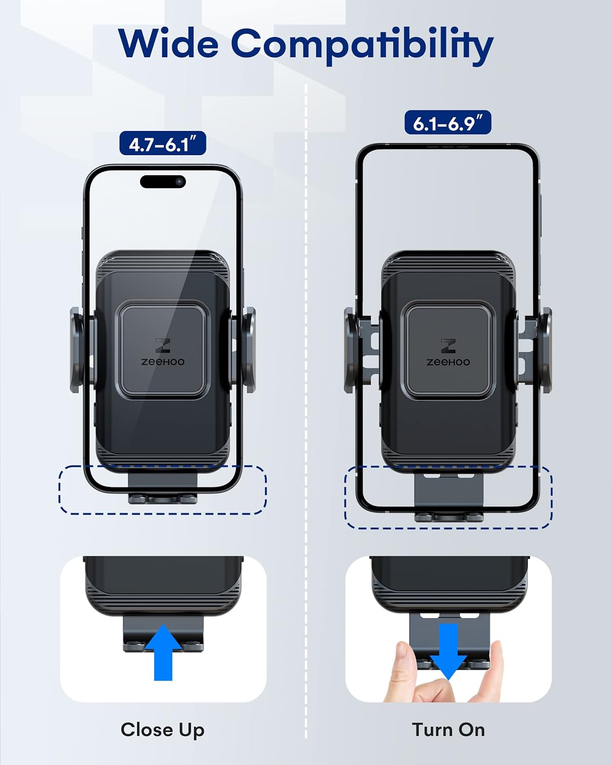 ZeeHoo Wireless Car Charger,15W Fast Charging Auto-Clamp Car Mount,Windshield Dash Air Vent Phone Holder for iPhone 14 13 12 Mini 11 Pro Max XS XR 8,S22 S21 S20(45W QC3.0 Adapter Included)
