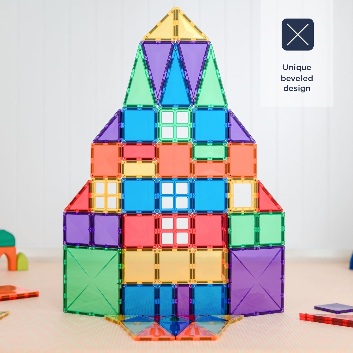 CONNETIX Magnetic Tiles Rainbow Creative Pack, 102 Pieces