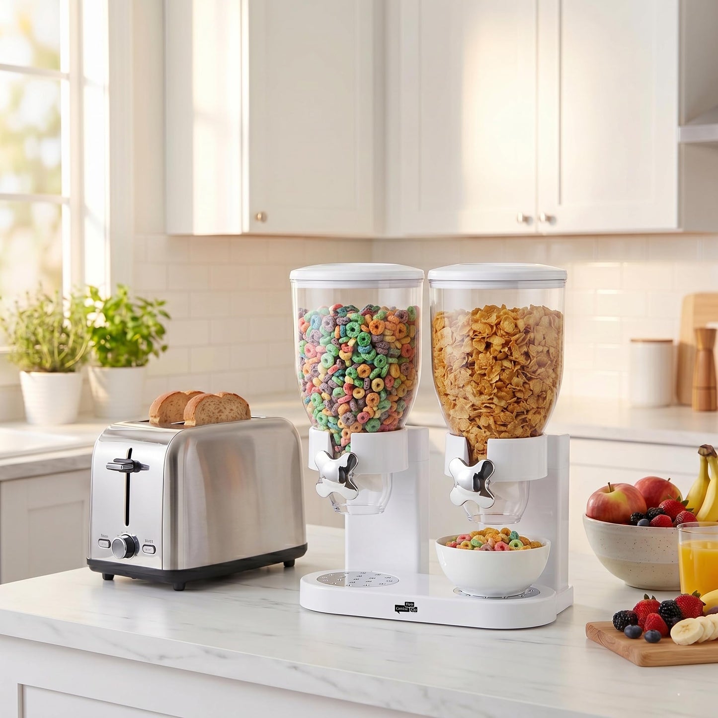 Zevro /GAT201C Indispensable Dry Food Dispenser, Dual Control, White/Chrome