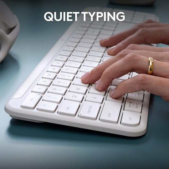 Logitech Signature Slim K950 Wireless Keyboard, Sleek Design, Switch Typing Between Devices, Quiet Typing, Bluetooth, Multi-OS, Windows, Mac, Chrome - Off-White