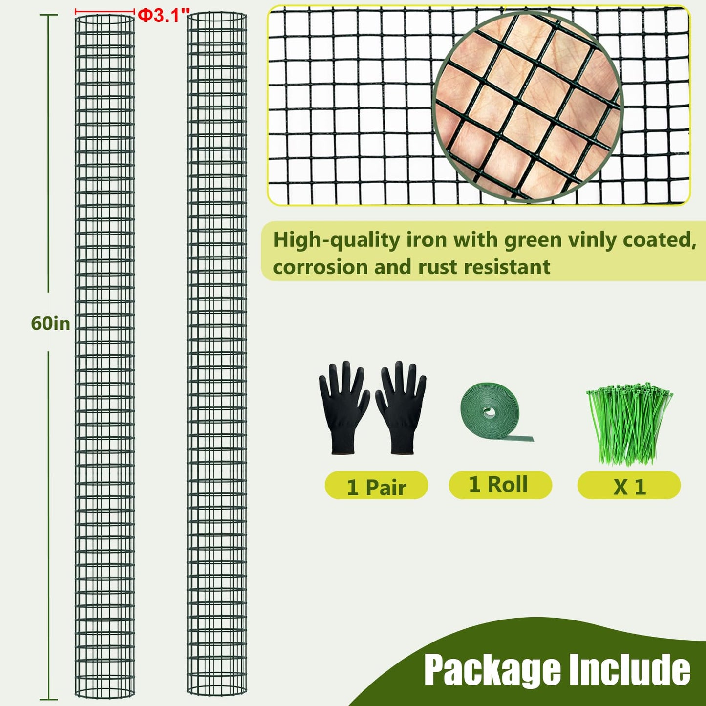60" Metal Moss Pole, 2 Pack Moss Poles for Plants Monstera, Stackable Sphagnum Moss Pole, Plant Poles for Climbing Plants Work with Sphagnum Moss(2 Pack 60")