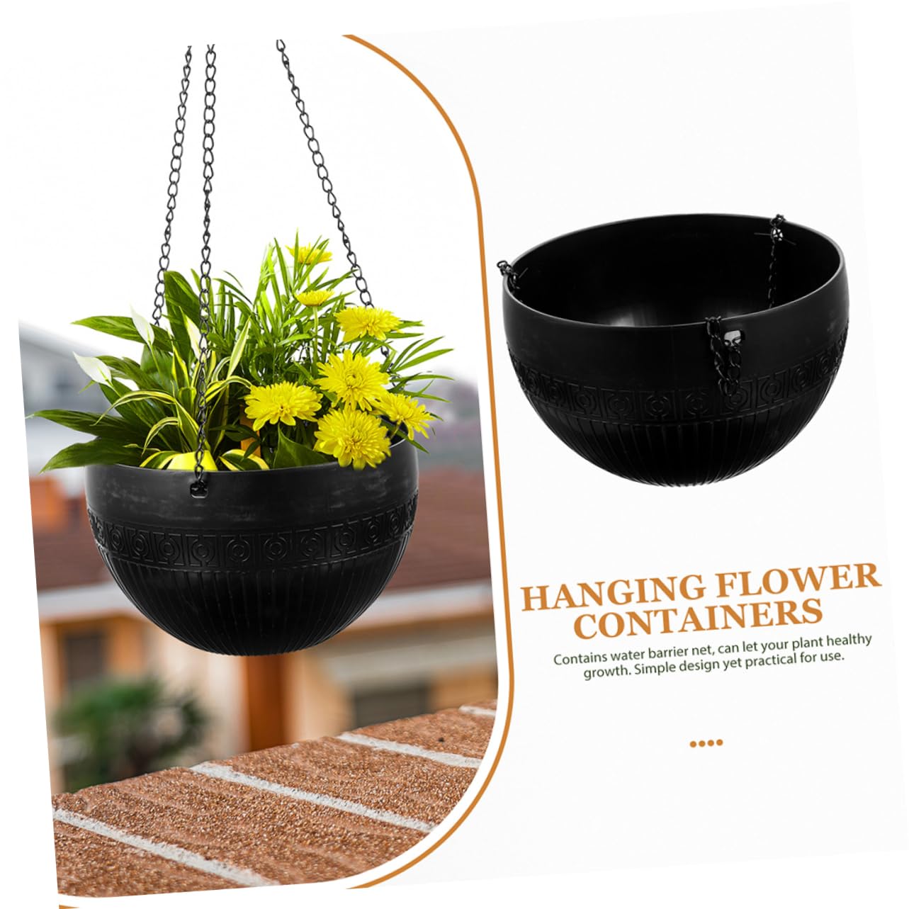 Homoyoyo Hanging Planters 2pcs Self Watering Green Pothos Plant Pot Plastic Chain for Indoor Plants Dec