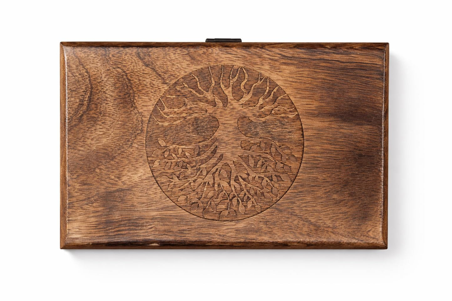 ELSHIL Handmade Mango Wood Keepsake Box with Engraved Tree of Life – Wooden Jewelry Box, Trinket Box, Flame Worked Finish, Unique Gift for Women & Men