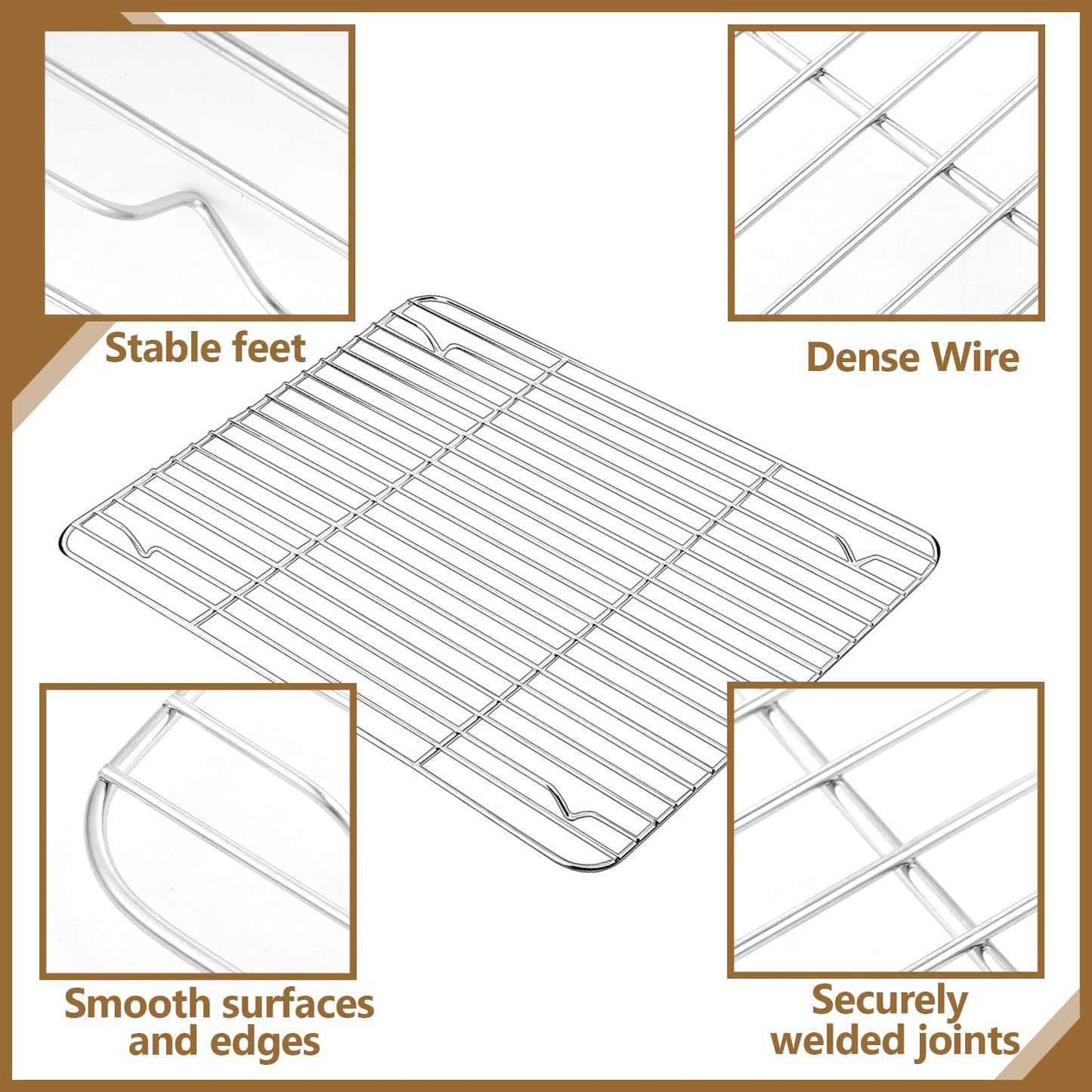 Gabotrie Baking Cooling Rack Set of 4, Stainless Steel Baking Racks, Heavy Duty Wire Racks, Non-Stick Roasting Rack for Baking Cooking Roasting, Oven & Dishwasher Safe, 4 Various Sizes